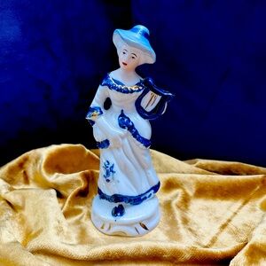 Vintage Victorian-style porcelain figurine Girl with Harp